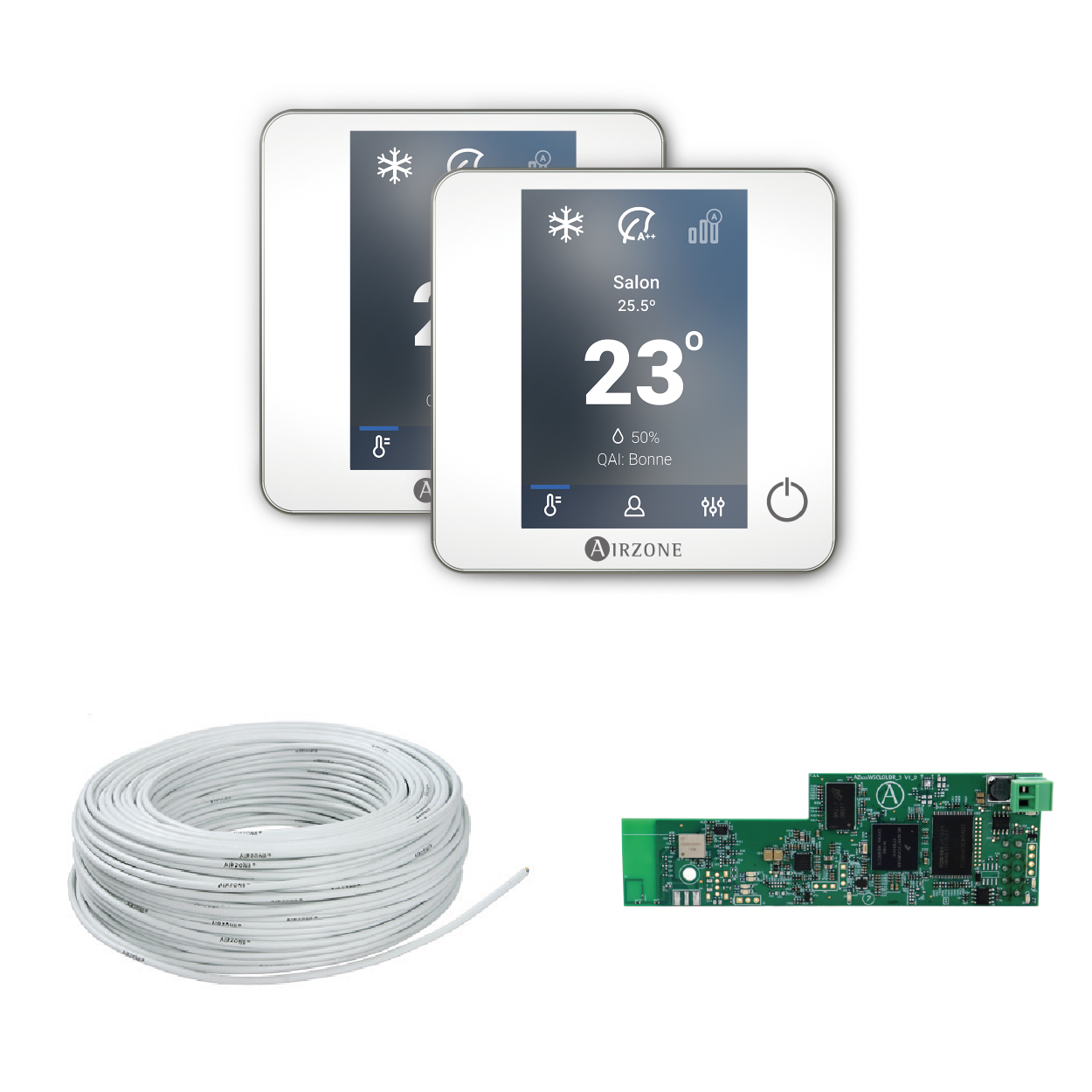 PTBBF5BW PACK THERMOSTATS BLUEFACE BLANCS (5) + CABLE+ WEBSERVER